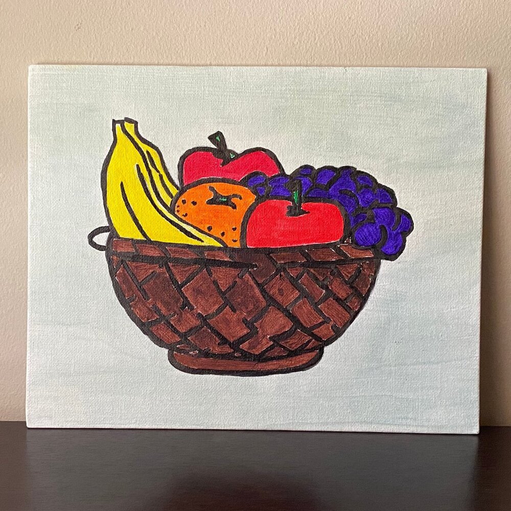 8" x 10" Fruit Basket Canvas Painting